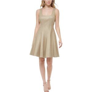 Tommy Hilfiger NWT $149 Gold Metallic Fit & Flare Mini Dress, Women’s Size 12